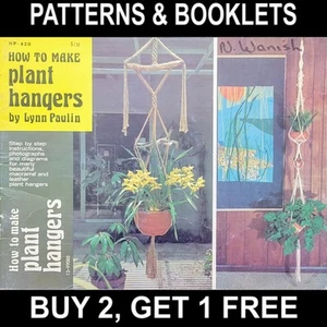 Vtg "How to Make Plant Hangers" by Lynn Paulin HP-420 ©1974 14 Macrame Projects - Picture 1 of 17