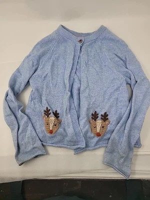 MINI BODEN галечный синий олень праздничный кардиган свитер размер 6 лет  - Изображение 1 из 3