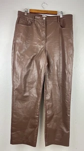 Wilfred Damen Vegan Leder Hohe Leibhöhe Gerades Bein Hose Braun Größe 16 - Bild 1 von 8