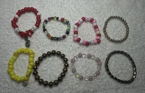 Lot Of 8 Various Multicolor Beaded Bracelets - Picture 1 of 4