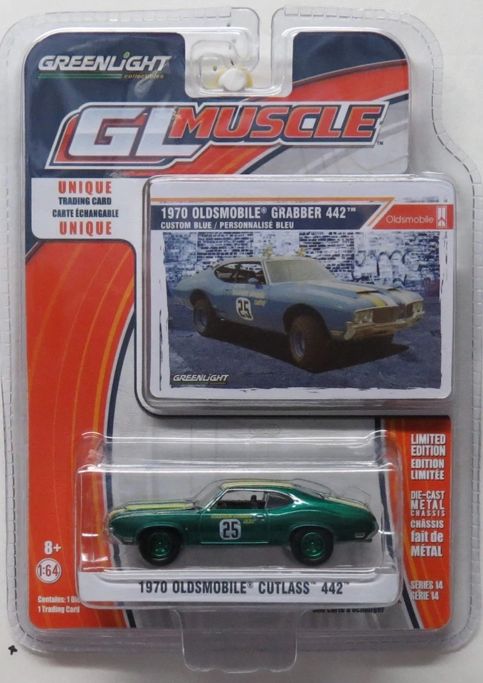Máquina verde Oldsmobile Cutlass 442 Greenlight GL Muscle 1970 Foto 1 de 1
