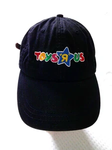 Vtg Adams Adjustable TOYS R US Leather Back Strap Embroidered Black BaseballCap - Picture 1 of 6