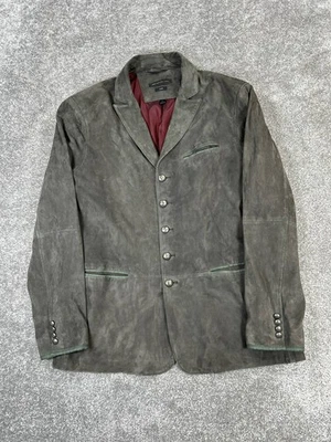 John Varvatos Leather Jacket Mens Xl Gray Goat Suede Sport Coat  - Image 1 of 4