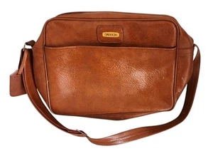 Vintage Sasson Leather Travel Bag Luggage Carry Shoulder Zippered Brown - Picture 1 of 6
