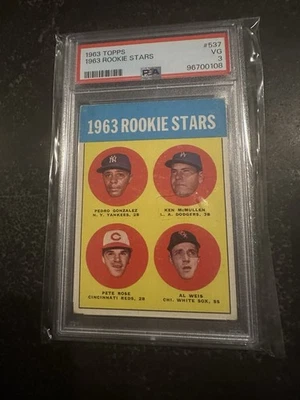 1963 Topps de béisbol Pete Rose novato # 537 PSA 3 bien centrado Foto 1 de 4