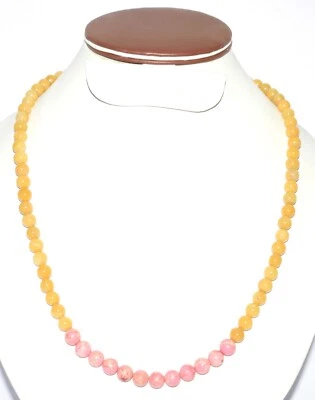 925 Argento Fine Giallo Zaffiro Gemma 8-9mm Perline Rotonde 12 " Collana A - Immagine 1 di 4