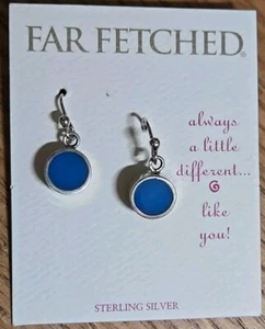 Far Fetched Sterling Silver Dangle Earrings Mixed Metals, Azure Circle ER-108 - Picture 1 of 5
