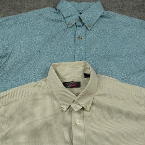 Roundtree Yorke Shirt Mens Large Short Sleeve Lot of 2 Striped Floral - Picture 1 of 15