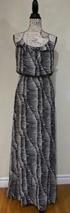 Parker Barneys New York Coop Dress Maxi Black White Stripe Silk Sleeveless Small - Picture 1 of 9