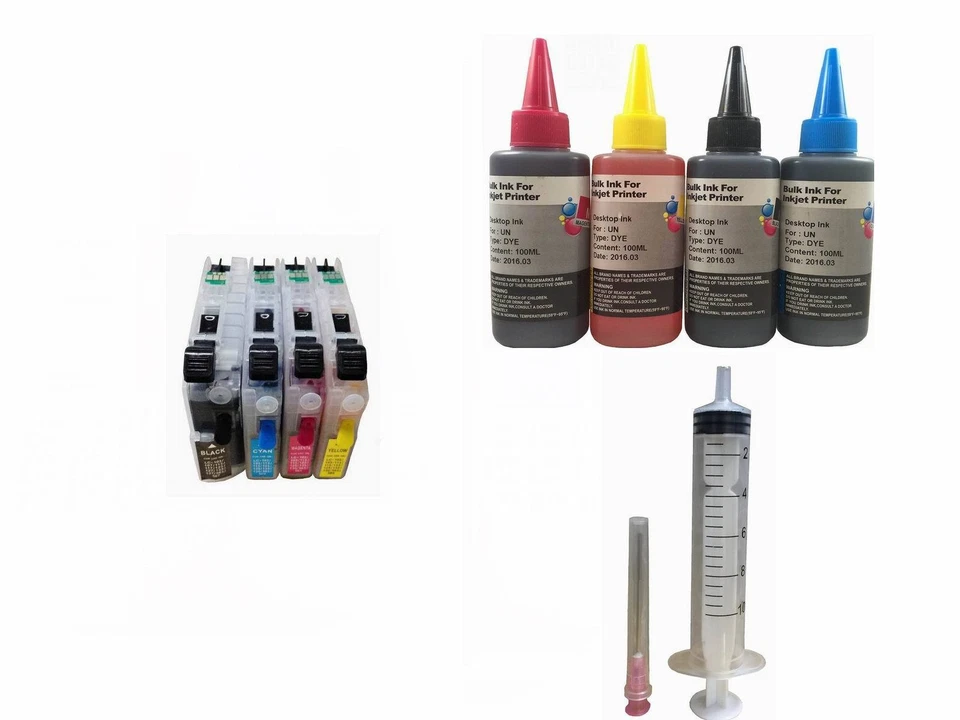 Refillable Ink Cartridges Kit for Brother LC71 LC40 LC73 LC75 LC77 MFC-J430W - Image 1 of 1
