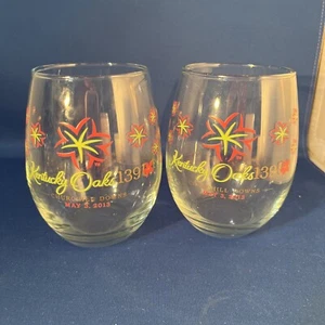 Pair of KENTUCKY OAKS 139 MAY 3. 2013 CHURCHILL DOWNS WINE GLASS - Picture 1 of 3