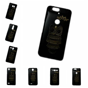For Phones 3D Cute Retro Metal Owl Branch Leaves Black Hard Back Skin Case Cover - Picture 1 of 9