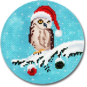 Needlepoint Handpainted Christmas CBK Owl 4" - Picture 1 of 1