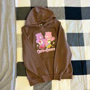 XX SMALL CAREBEARS JAY JAYS BROWN OVERSIZED HOODIE CHEER BEAR SHARE BEAR UNWORN - Picture 1 of 9