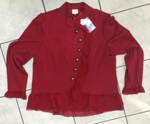 New With Tags -Hot in Hollywood -RED -Womens Jacket -Sheer Ruffles -Lined -1X - Picture 1 of 6