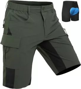 Pantaloncini uomo MTB mountain bike larghi larghi imbottiti ciclismo piccoli verde 231002 - Foto 1 di 6