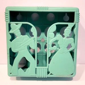Calypso Couple Napkin Holder. Early Plastic Festive Handy Dispenser Deco Vintage - Picture 1 of 7