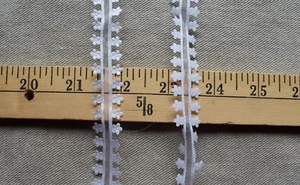 UNIQUE WHITE STRIPES FLORAL EDGE RIBBON POLYESTER 3/4 INCHES WIDE X 2 YARDS - Picture 1 of 2