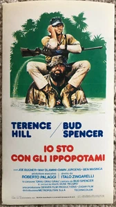 Poster Plakat Aufkleber Sticker 1978 Bud Spencer Terence Hill con gli Ippopotami - Bild 1 von 5