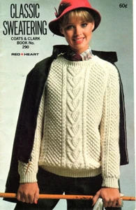 Coats and Clark Classic Sweatering Knit and Crochet Pattern Book Vintage 1980 - Picture 1 of 6