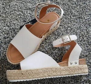 Athlefit White Wedge Platform Espadrille Sandals Women's 9.5 - Picture 1 of 4