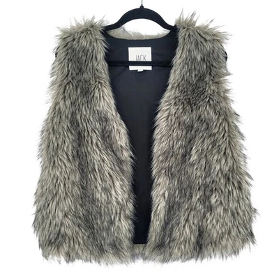 Chaleco JACK by BB Dakota Imitación Piel Pequeño Gris Negro Boho Grunge Y2K Forrado Invierno Foto 1 de 4