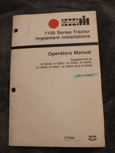 CASE 7100 SERIES TRACTOR- IMPLEMENT INSTALLATIONS  OPERATORS MANUAL  1992 - Picture 1 of 5