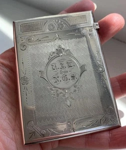 antique American Victorian Sterling Coin Silver Engraved Card Case Sentiment 50g - Picture 1 of 15