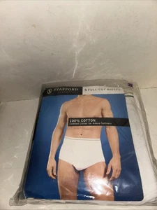NIP VTG Stafford Essentials Full-Cut Briefs 5 Pack Size 38 100% Cotton White - Picture 1 of 5
