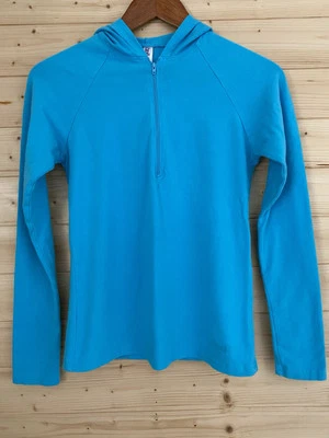 BELLA Women’s Small Turquoise Zip Soft Stylish Logo Sweatshirt Hooded Hoodie - Image 1 of 4