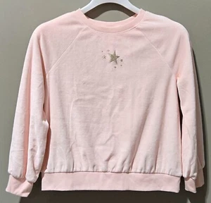 Cat & Jack Girls' Medium 8 Light Pink Velour Sweatshirt w/ Gold Star Embroidery - Picture 1 of 6