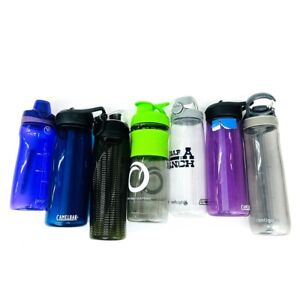 7 pcs Assorted Water Bottles Outdoor Flasks, Pogo Camelbak Sportmixer Nalgene