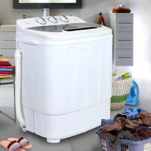 Mini Wash Machine Compact Twin Tub 13lbs Top Load Washer Spain Spinner Portable - Picture 1 of 24