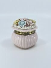 Vintage Bisque Porcelain Box “Meadow Air by Karen Carson Creation” Pink Roses