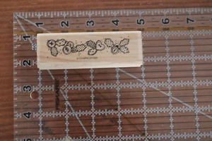 STAMPIN UP Sello de Goma de Madera Country Folk Borde Botones Hojas de Acebo Parche - Imagen 1 de 2