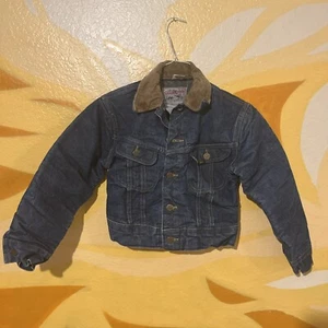 Vintage LEE Storm Riders Blanket Lined Denim Youth Kids Trucker Jean Jacket - Picture 1 of 6