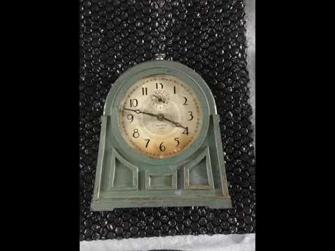 New Haven Vintage 1930 Art Deco Alarm Clock WORKS Metal Case Cover