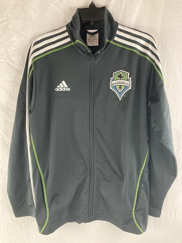 Adidas Seattle Sounders FC MLS Soccer Gray Zip Up Jacket Size Medium Cover