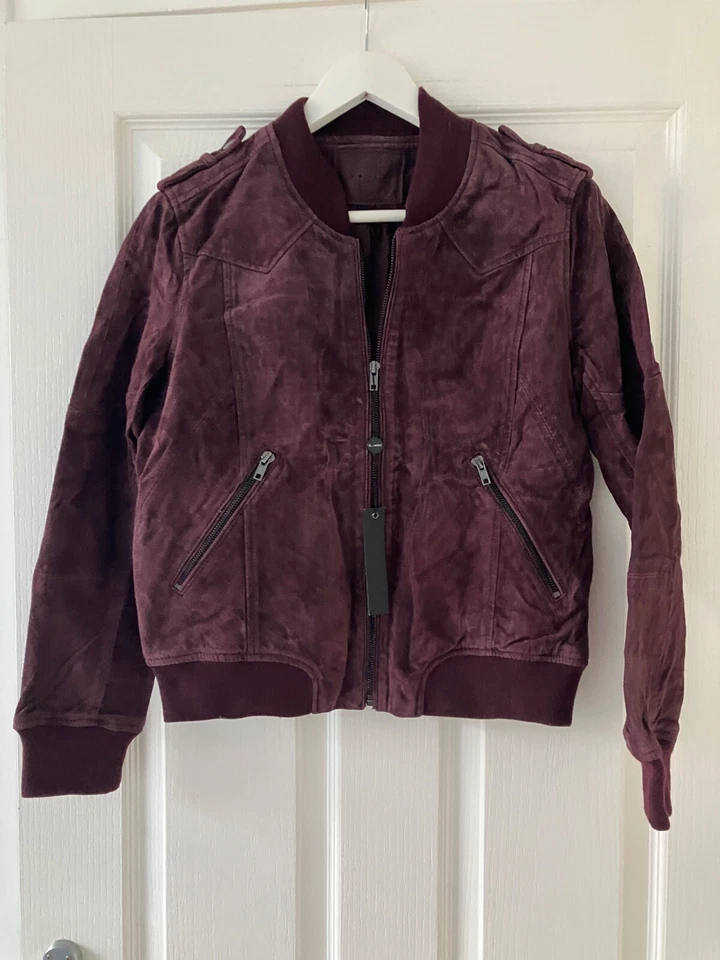 New Burgundy XS suede leather jacket, BlankNYC, RRP 145GBP - Image 1 of 4