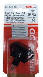 SPST On-Off 10A Pushbutton Lighted Red - Picture 1 of 1