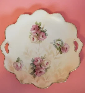 Plato de pastel de colección RS Prusia para servir asas de porcelana mercancía de transferencia - Imagen 1 de 7