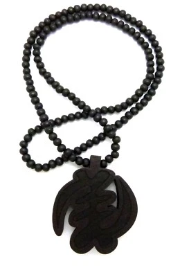 Collar Hip Hop Gye Nyame Except for God Colgante 6mm 30" Cuentas Madera XJ250 Foto 1 de 3