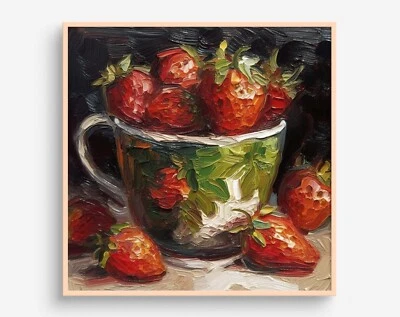 Still Life Strawberry Oil Painting Print High Quality Poster choose sizes - Image 1 of 3