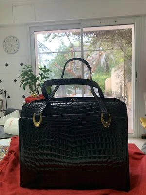 Splendide sac De Luxe noir, crocodile véritable. Made in France - Photo 1/3