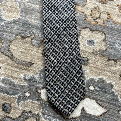 Corbata vintage marca Picasso 100 % seda para hombre hecha en Italia diamantes negra azul bebé Foto 1 de 4