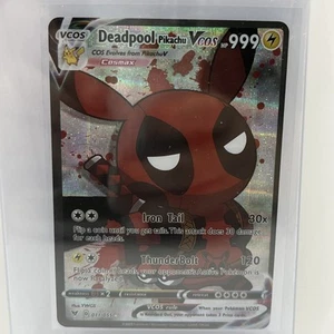 Pikachu Deadpool Pokemon Card VMAX Rainbow GX EX GX ACG V Star Holo Cosplay - Picture 1 of 2