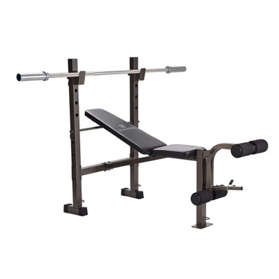 Juego combinado de soporte de barra de banco de pesas de acero Stamina para gimnasio en casa, negro (caja abierta) Foto 1 de 4