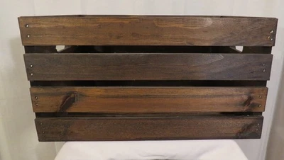 Caja de almacenamiento pequeña de madera rústica marrón oscuro 18"x12" Foto 1 de 4