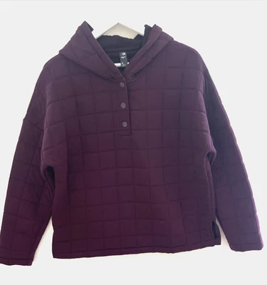 Jersey GAP FIT Borgoña Suave Con Capucha Acolchado Cierre a Presión Talla M Foto 1 de 4