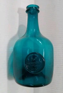 Jno Greenhow Williamsburg 1770 Cobalt Blue Teal Glass Bottle, Blenko Repro, VG - Picture 1 of 15